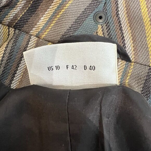 Akris Punto Womens Jacket Blazer Sz 10 Wool Snap Button Up Striped Multicolor - Picture 8 of 16